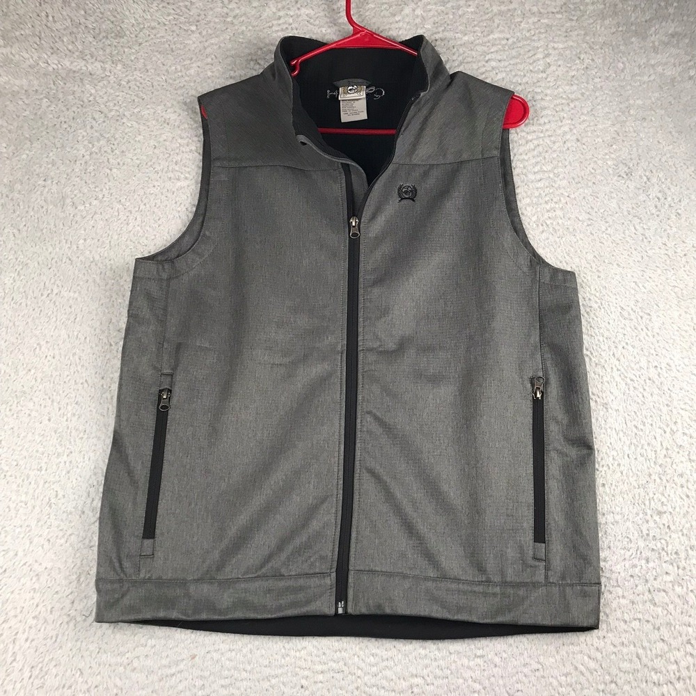 Cinch Vest Boys 2XL Gray Softshell Bonded Fleece Lined Full Zip Western Cowboy